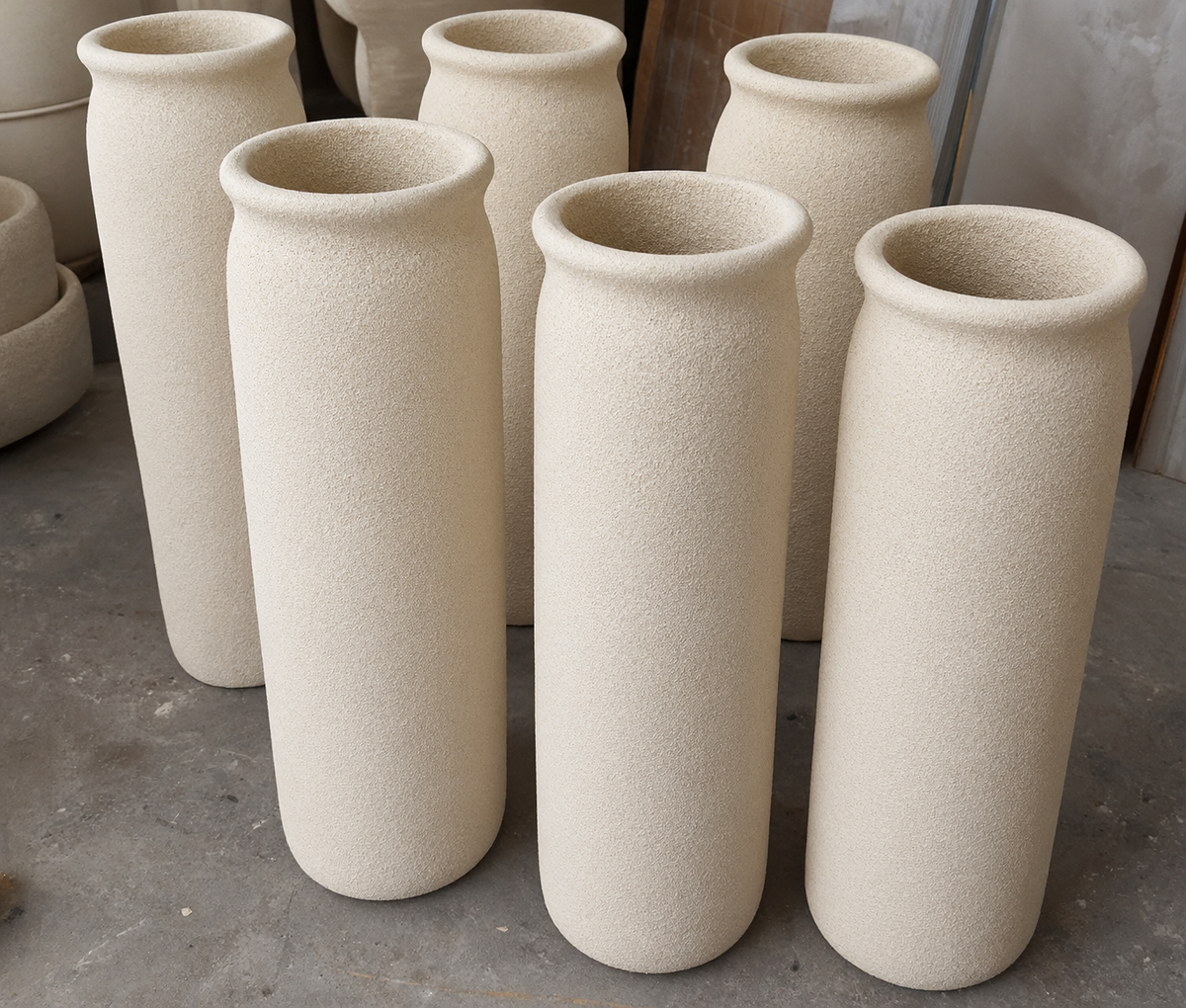 Textured vase in workshop