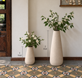 Botanical vase pair with measurements