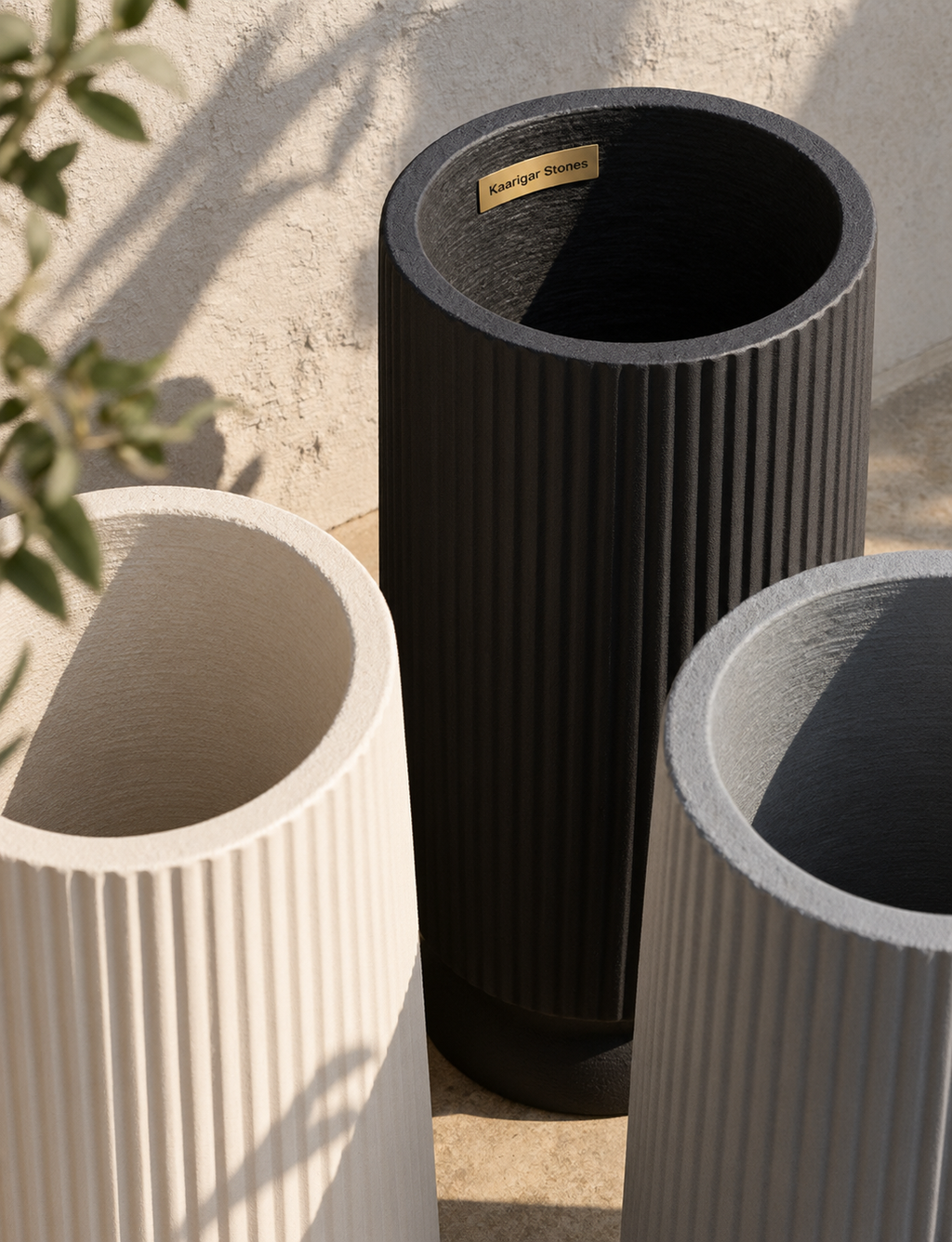 Sculptural ribbed planters