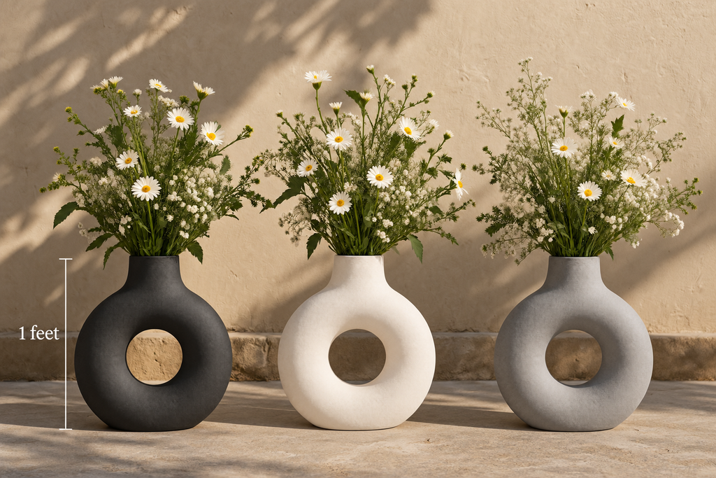 Sculptural flower vase trio