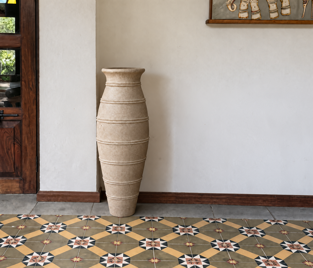 Cream vase in entryway